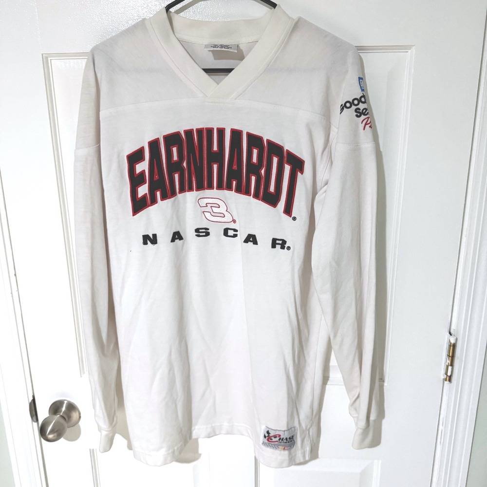 Vintage Chase Authentics Dale Earnhardt NASCAR Jersey White Mens Medium 3 GM